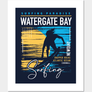 Retro Watergate Bay Surfing // Surfers Paradise // Surf UK Posters and Art